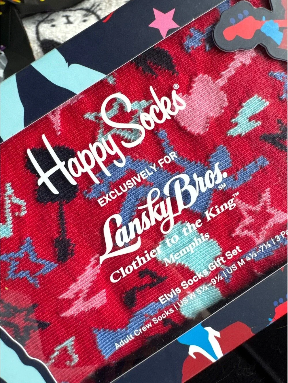 Happy Socks x Lansky Bros Elvis Presley Gift Set 3 Pairs Crew Socks New